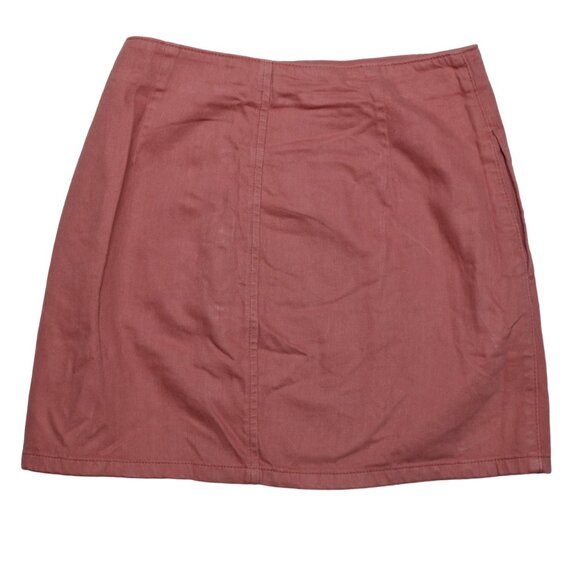 Topshop Asymmetrical Button Skirt With Pockets in Dusty Rose, size Small - Picture 2 of 11